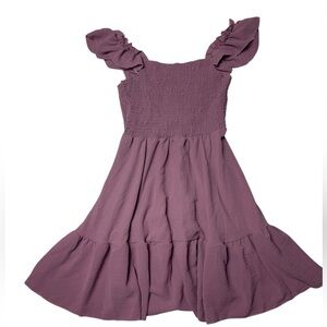 Shein Mauve Smocked Ruffle Strap‎ Midi Dress - Size M